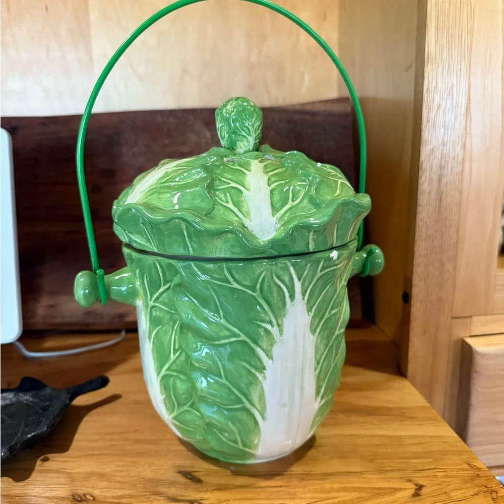 Ceramic Lettuce Compost Keeper Vintage Cabbage Composter Cottagecore Farmhouse